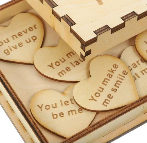 Miniatura 5 de VOSAREA 1 juego de caja de madera de la amistad Razones por las que eres caja de madera sin terminar recuerdo con corazón de madera rebanada