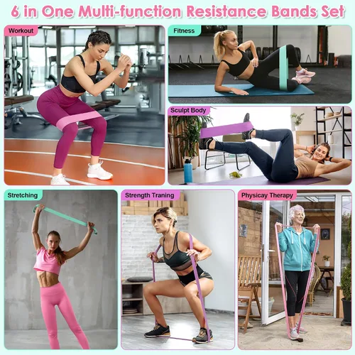 Miniatura 5 de Goocrun Bandas de resistencia de tela para entrenar, cinturón ancho con múltiples niveles de resistencia. Bolas de equilibrio de yoga. Ideal