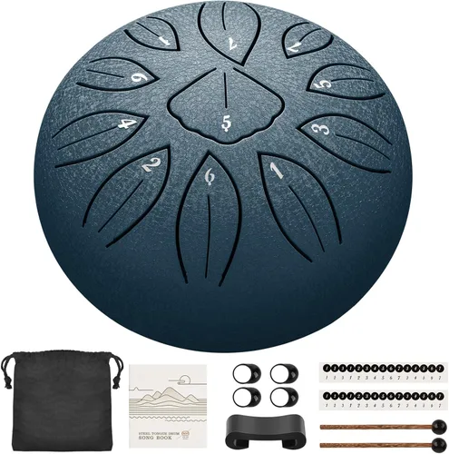Miniatura 7 de LEKATO Tambor de lengua de acero de 6 pulgadas, 11 notas de sanación de sonido, para principiantes, percusión para meditación, yoga, educación