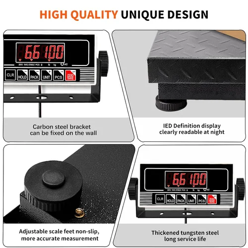 Miniatura 5 de MEIYA Báscula de envío resistente, báscula de plataforma industrial de 660 libras para paquetes, escala postal de precisión de 0.1 lb para pequeñas