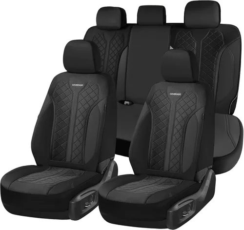 Miniatura 43 de Coverado Fundas de asiento delantero, fundas de asiento beige, 2 asientos, protectores de cuero para automóvil, paquete de 2, fundas de asiento