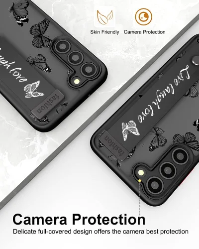 Miniatura 4 de Compatible para Samsung Galaxy S23 Funda Bonita con Correa Soporte Dedo Kickstand, Fundas de Silicona Geniales de Diseñador Funda Cover - Mariposa