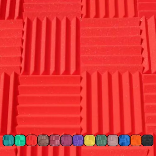 Espuma acústica insonorizada para estudio - Color rojo - Paneles tipo cuña 12"x12"x2" Baldosas - Paquete de 4