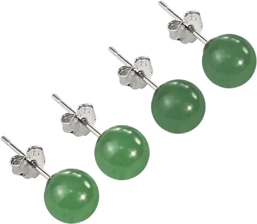 Miniatura 22 de Jade Earrings Studs, Green Jade Earrings for Women, 925 Sterling Silver Stud Earrings for Sensitive Ears, Jade Jewelry for Women & Men