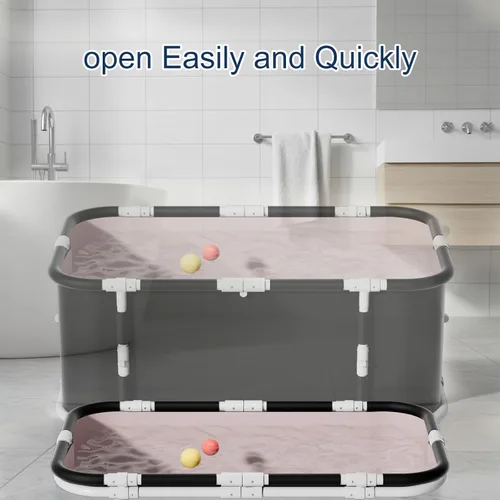 Miniatura 4 de Simcat Bañera plegable portátil para niños y niñas, para ducha, spa caliente y bañera de hielo (negro)
