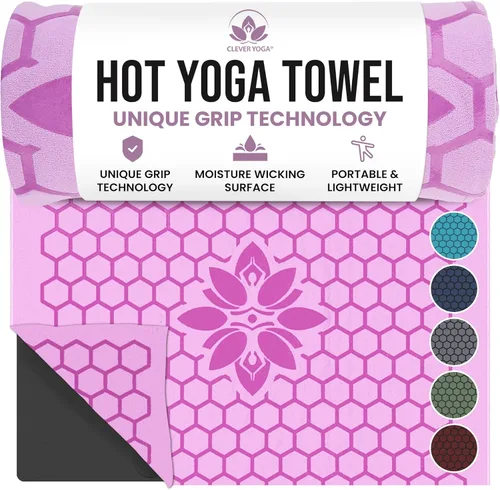 Miniatura 13 de Clever Yoga Toalla de Estera de Yoga Caliente – Agarre Antideslizante para Yoga Caliente, Absorbe el Sudor, Agarre de Silicona en Panal, Se Mantiene