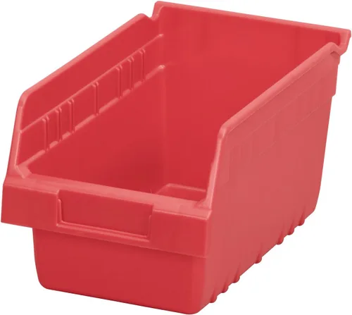 Akro-Mils 30090 ShelfMax - Caja de almacenamiento de plástico, (12 x 6 x 6 pulgadas), color rojo, (paquete de 10)
