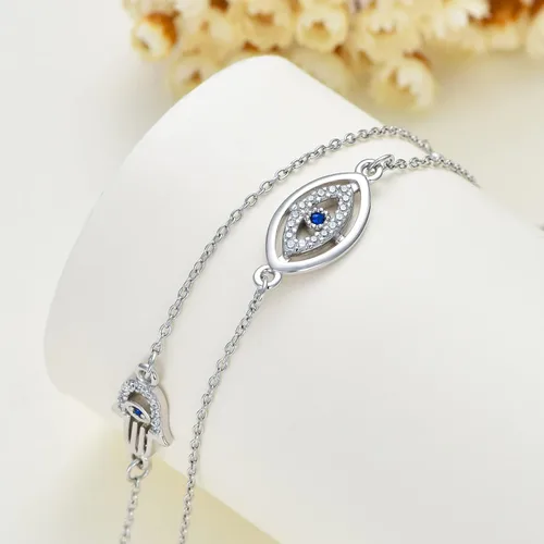 Miniatura 3 de Pulseras de plata de ley claddaghnudo celtacruzmal de ojomariposamariquitahuella de patacorazónflorestetoscopiocadena de eslabones con dije