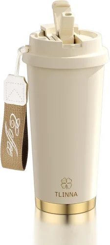 Miniatura 10 de [Tapa 2 en 1] Taza de viaje, taza de café, taza de café, revestimiento de cerámica forrada, acero inoxidable 316, sin BPA, vaso aislado al vacío