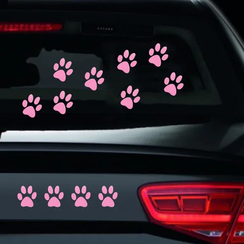 Miniatura 14 de Juego de 12 calcomanías de vinilo con estampado de patas de perro, calcomanías de vinilo para ventana de coche, laptop, motocicleta, camión, Plata