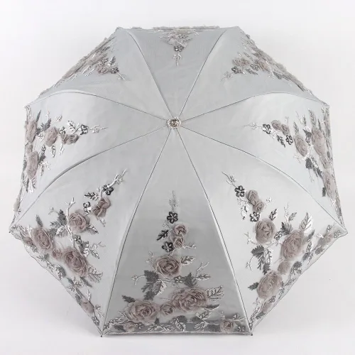 Miniatura 160 de Honeystore Sombrilla bordada con flor 3D plegable UV con encaje clásico