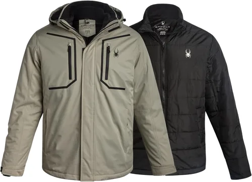 Miniatura 8 de Spyder Chaqueta de esquí para hombre, sistema 3 en 1, chaquetas de invierno impermeables para la nieve para hombre, chaqueta de snowboard