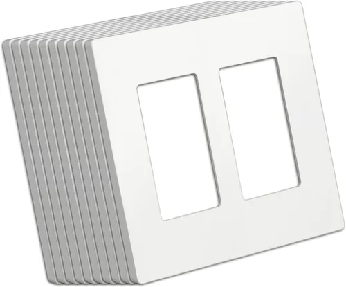 Miniatura 15 de Paquete de 50 placas BESTTEN de pared sin tornillos de 1 banda, USWP4 brillante blanco roto, cubierta de salida de decorador, placa frontal