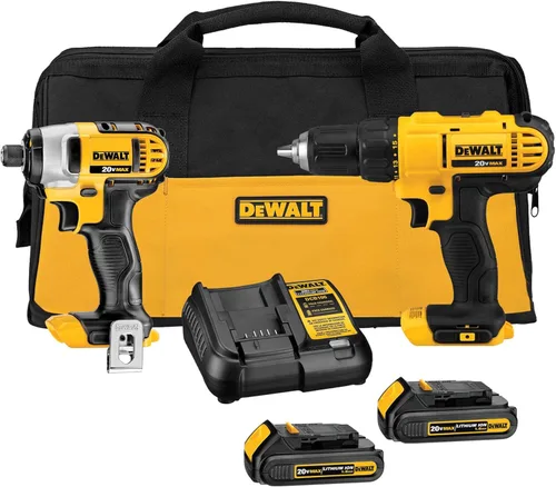 DEWALT Kit de combo de perforación inalámbrico de 20V MAX, 2-Herramienta (DCK240C2)