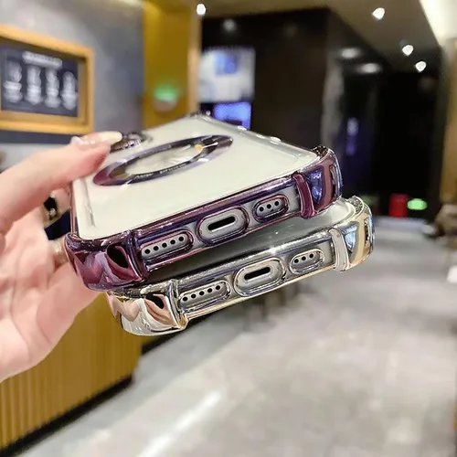 Miniatura 4 de Funda magnética transparente para iPhone 14 Plus, lujo brillante en las cuatro esquinas, protección de grado militar a prueba de golpes