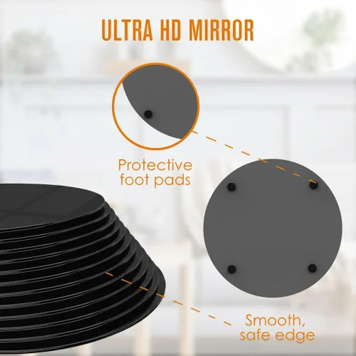 Miniatura 3 de Houseables Mirror Centerpieces for Tables, Round Mirrors for Centerpieces, Mirrored Trays, Round Table Plate Tray, Circle, Glass Charger, Wedding