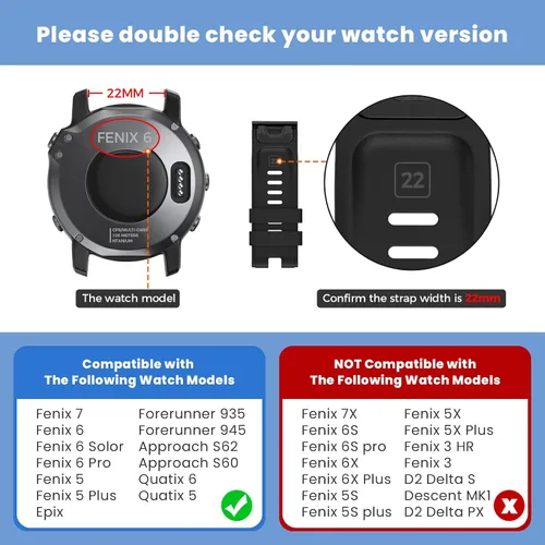 Miniatura 4 de NotoCity Correa de reloj de silicona de 0.866 in para Garmin Fenix 6, banda de ajuste rápido de 0.866 in para Fenix 8/8 Pro 1.850 in/Fenix 7/Fenix