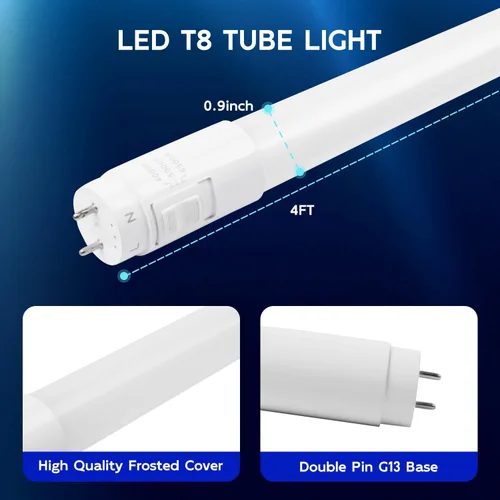 Miniatura 8 de hykolity Paquete de 20 Tubos de Luz LED T8 Híbridos Tipo A+B 3CCT de 4 Pies, 18W, 4000K/5000K/6500K Seleccionables, Plug & Play o Bypass de Balasto