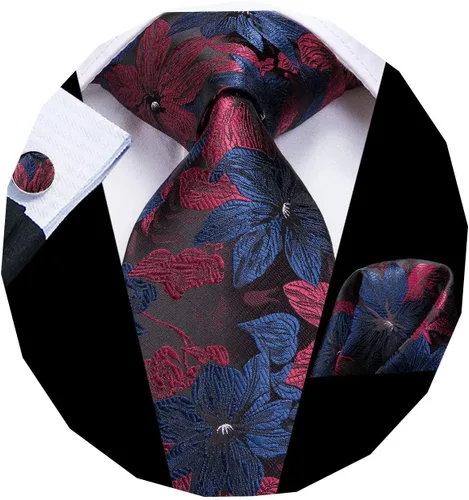 Miniatura 11 de Dubulle Corbata tejida de cachemira para hombre y gemelos de pañuelo para hombre, conjunto de gemelos para boda formal y negocios