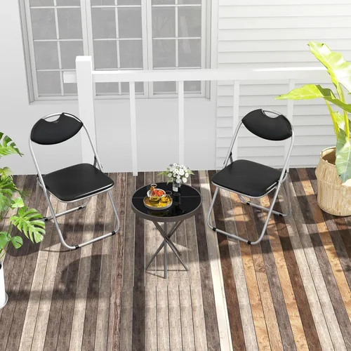 Miniatura 8 de LDAILY Silla plegable, silla plegable de metal, paquete de 2 con cojín acolchado y asa portátil, sillas de comedor apilables con respaldo cómodo