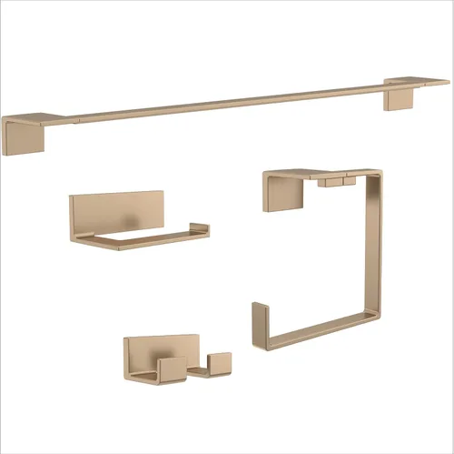 Delta Vero - Juego de accesorios de baño de 4 piezas con barra de toalla de 24 pulgadas, soporte para papel higiénico, anillo para toallas, gancho