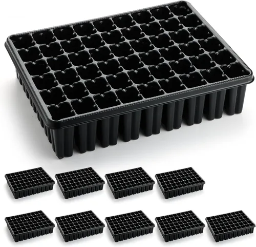 Miniatura 5 de RooTrimmer Bandejas de Semillero de 54 Celdas, Bandeja Plana de Alvéolos Profundos de 2.8", 10 Piezas Bandejas de Germinación de Agujeros Grandes
