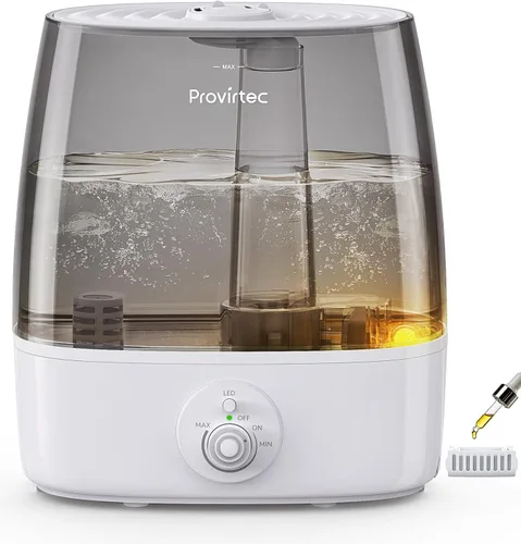 Provirtec Humidificador de tanque permanece limpio de 6.5 L para habitaciones grandes, bajo mantenimiento, diseño de llenado superior, ultra