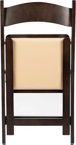 Miniatura 7 de EMMA + OLIVER Silla plegable de madera de chocolate con asiento acolchado de vinilo desmontable