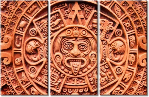 Miniatura 36 de Arte de pared de 3 piezas, pintura en lienzo del Día de los Muertos, Bailarín azteca, impresión sobre lienzo, festival mexicano, obra de arte