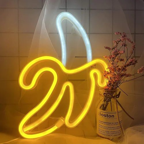 Miniatura 9 de ENUOLI Letreros de neón de plátano, luz de neón de plátano de 11.4 x 7.9 pulgadas, luces LED de neón para decoración de pared, lámparas nocturnas