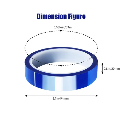 Miniatura 2 de MEBMIK 4 rollos de cinta térmica azul de 20 mm x 33 m (108 pies), cinta de alta temperatura resistente al calor, cinta de transferencia de calor