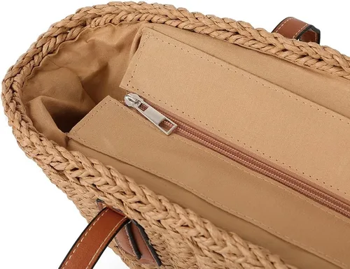 Miniatura 4 de Bolso de hombro de paja para mujer, grande, tejido de ratán, bolso de viaje de verano, playa, bolso hecho a mano con asa superior