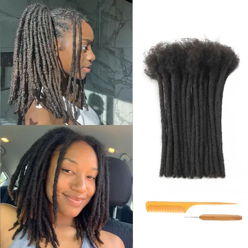 Miniatura 33 de Extensiones de Rastas de Cabello Humano 0.4cm de Grosor 4 Pulgadas 20 Hebras 100% Cabello Humano Real para Hombres/Mujeres/Niños Completamente