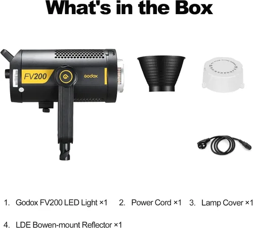 Miniatura 7 de Godox FV200 200W 2.4G Flash LED Light, CRI96+, TCLI 96+, 18000LUX, 5600K ± 200K, sincronización de alta velocidad 1/8000s, 8 modos de efectos