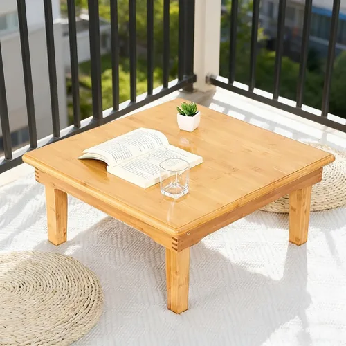 Miniatura 6 de Mesa plegable, mesa cuadrada de bambú para el hogar, escritorio de computadora, mesas bajas de bambú, mesa de comedor pequeña multifuncional, varios