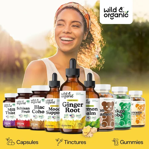 Miniatura 5 de Wild & Organic Gotas de Extracto de Raíz de Jengibre - Apoyo Inmunológico y Digestivo - Suplementos Líquidos de Jengibre - Tintura Vegana, Sin