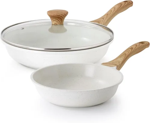 SENSARTE Sartén antiadherente con revestimiento cerámico blanco, sartenes para tortilla, utensilios de cocina saludables, sartén de chef, libre de