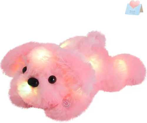 Miniatura 12 de WEWILL Cachorro azul iluminado de 10 pulgadas con luz LED con luz nocturna colorida, juguete de peluche suave, regalo para niños en Navidad