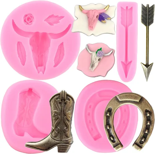 ZiXiang Moldes de silicona de cabeza de toro, molde de herradura para pezuñas de herradura, moldes de flecha de chocolate para rosa, flecha, Estilo b