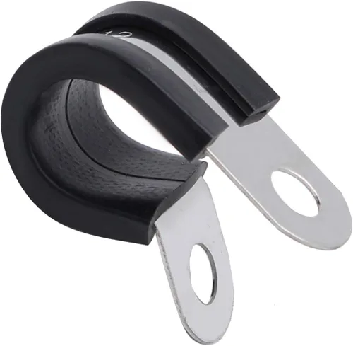 Miniatura 4 de Bonsicoky 20 abrazaderas de cable de acero inoxidable de 1/2 pulgada, abrazadera de tubo aislada acolchada de goma tipo R abrazadera de alambre
