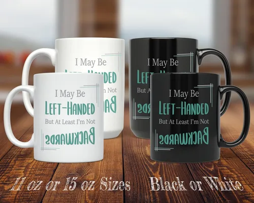 Miniatura 3 de PixiDoodle Taza de café para zurdos – Divertido día de zurdos (11 onzas, negro)