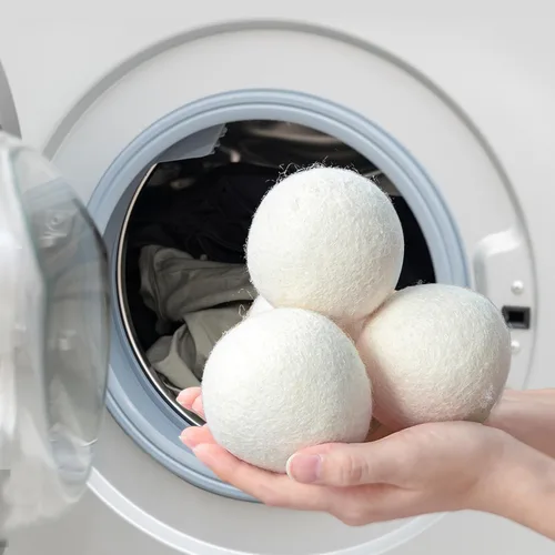 Miniatura 7 de Bolas de lana para secadora XL, paquete de 6, bolas de secado reutilizables para ropa sucia que reducen las arrugas de la ropa, secan la ropa más