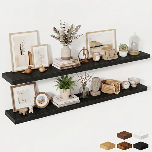 Miniatura 119 de Estantes flotantes de 48 pulgadas para pared, estante de chimenea de 10 pulgadas de profundidad, estantes flotantes de madera para pared, estantes