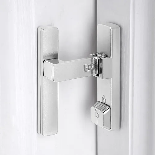 Miniatura 15 de INIRET Cerradura de puerta de granero negra de 180 grados, cerradura de puerta abatible, cerradura de puerta de aleación de zinc, protege