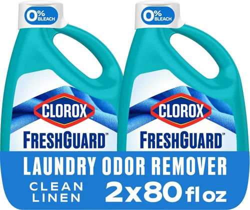 CLOROX Desinfectante para ropa, 0% lejía, seguro para colores, lino limpio, 80 fl oz, paquete de 2 (el paquete puede variar)