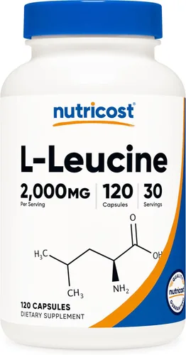 Nutricost L-leucina 2,000 mg, 120 cápsulas vegetarianas, sin OMG, sin gluten, 30 porciones