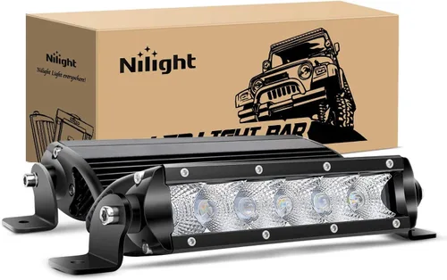 Nilight 40001F-B Bar Super Slim 2 piezas de 7 pulgadas 30 W de niebla de conducción de inundación 3600 lm, luces LED de una sola fila para soportes
