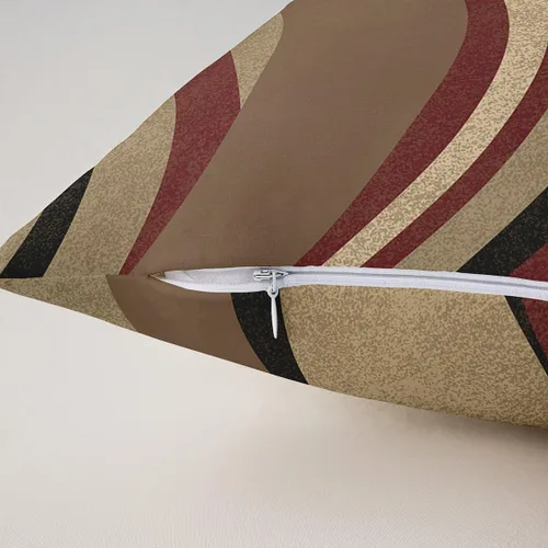 Miniatura 7 de Paquete de 4 fundas de almohada para exteriores, color rojo burdeos, juego de fundas de cojín geométricas cuadradas de color marrón y gris