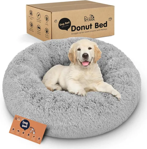 Miniatura 33 de Cama para perros con forma de dona, comodidad prémium para aliviar la ansiedad, diseño esponjoso y calmante con soporte ultra afelpado, acogedora
