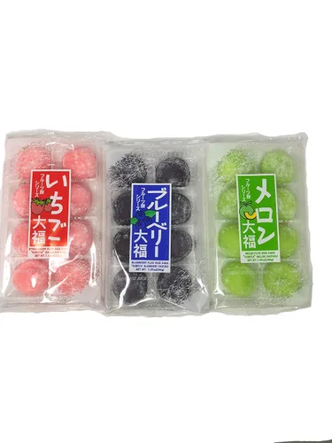 Japonés Mochi Fruits Daifuku (pastel de arroz) fresa, melón, arándano (nuevo sabor 2019)